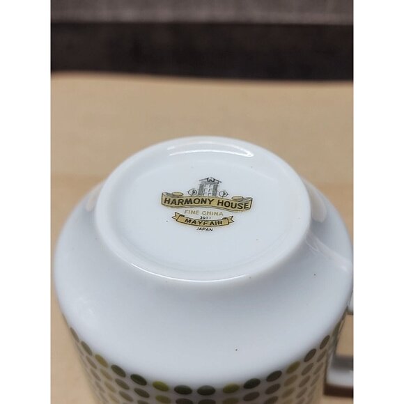 Harmony House Japan Fine China  Mayfair Pattern Green Dots Tea Cup Replacement - Picture 3 of 5